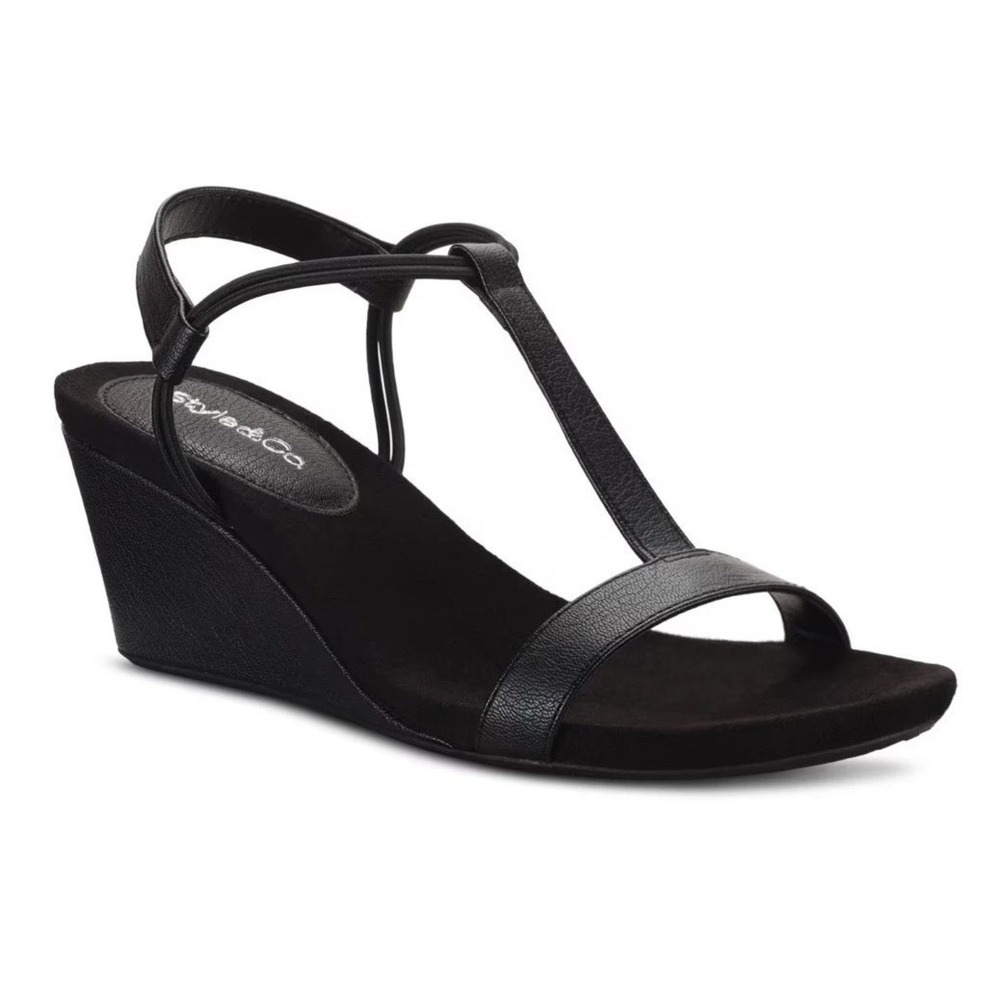 Women's Mulan Wedge Open-Toe Sandals Black Pebble 8.5
